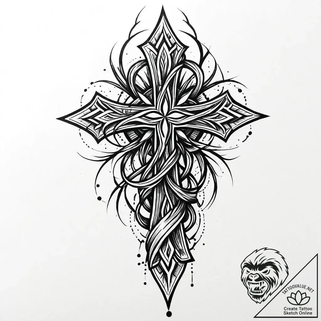 Nexus of roots consuming relic, artistic tatt... - style Jaeger Mini - tattoo sketch (13.11.2025 04:31)