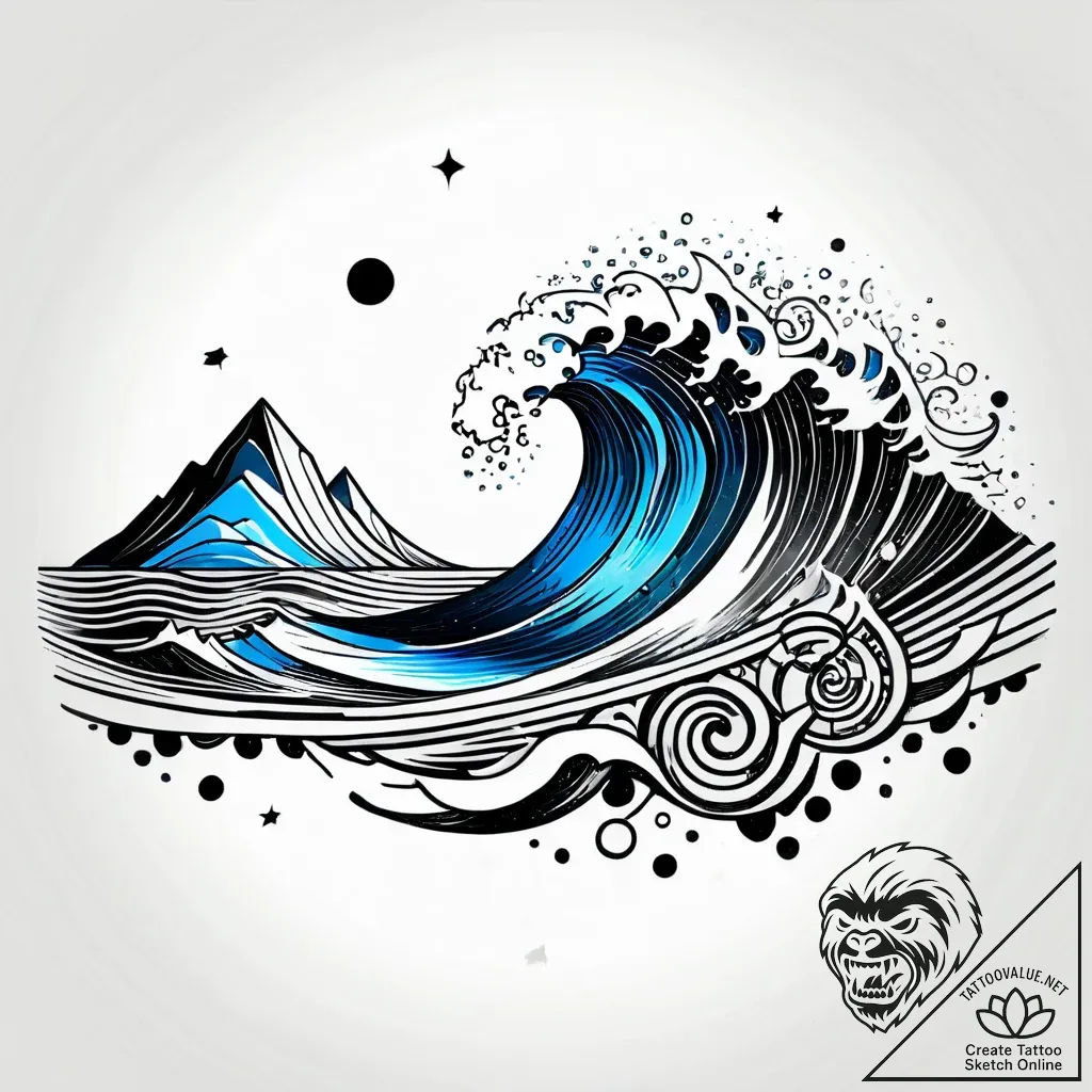 Binary code forming a minimalist wave pattern... - style Jagger Old - tattoo sketch (13.11.2025 04:46)