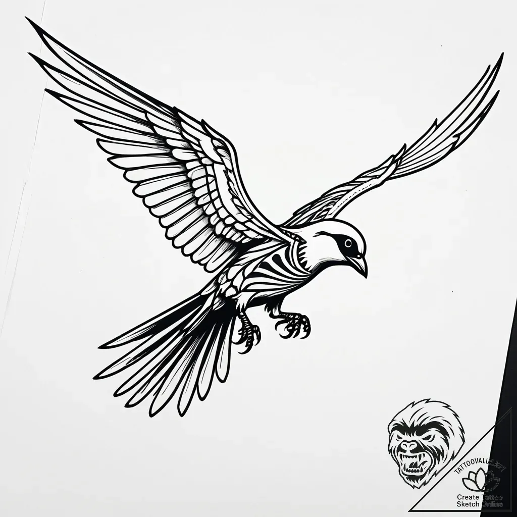 Skeleton of a bird in mid-flight, tattoo flas... - style Jaeger Simple - tattoo sketch (13.11.2025 04:51)