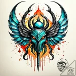 Scarab scepter devouring light, artistic tatt… – style Jaeger Simple – tattoo sketch (13.11.2025 05:04)