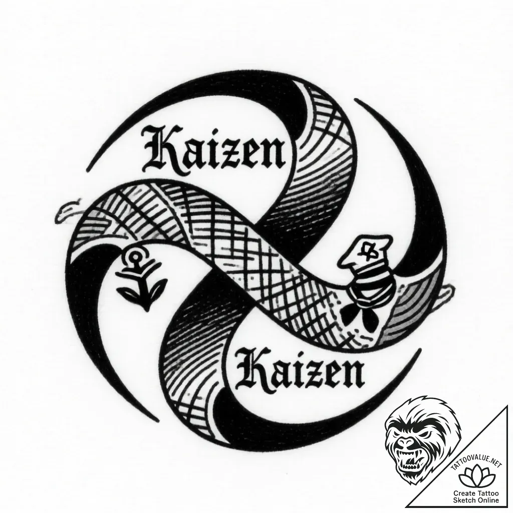 Kaizen symbol (japanese for "continuous impro... - style Flux Inscriptions - tattoo sketch (13.11.2025 05:25)