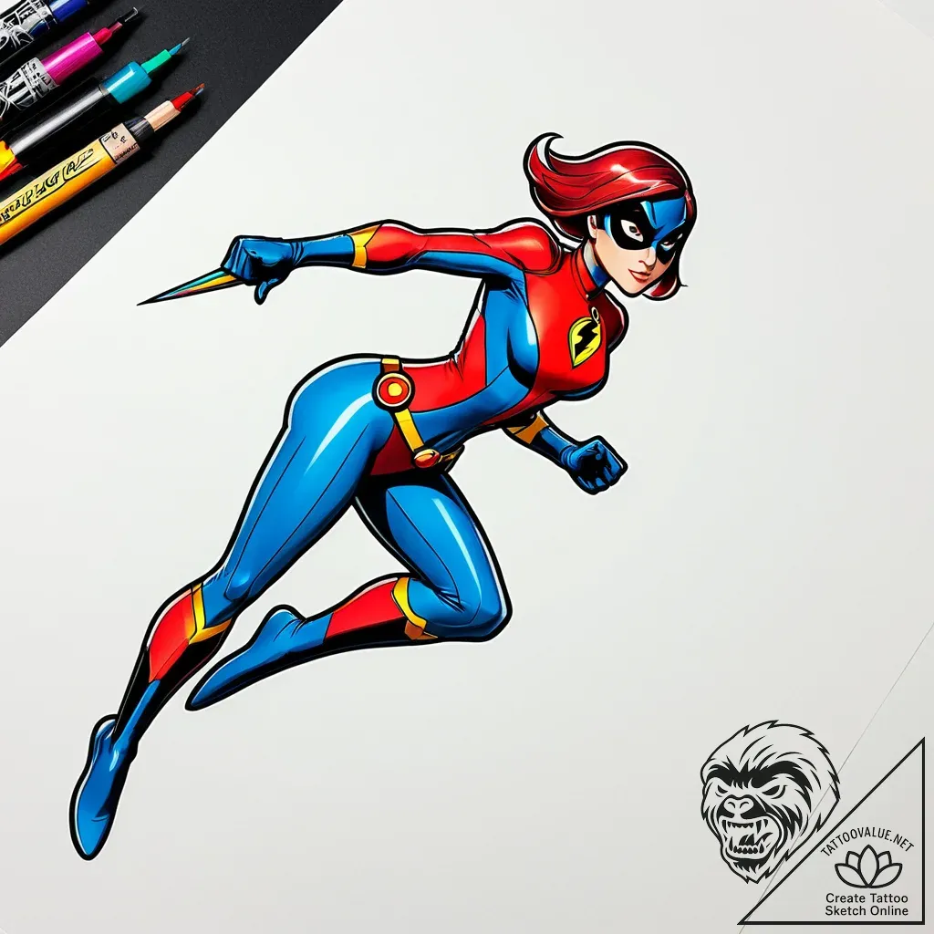 Tattoo sketch, elastigirl sneaking with shado... - style Jaeger Simple - tattoo sketch (13.11.2025 05:28)