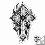 Shadow gate beneath burning stars, tattoo ske… – style Jaeger Mini – tattoo sketch (13.11.2025 05:43)