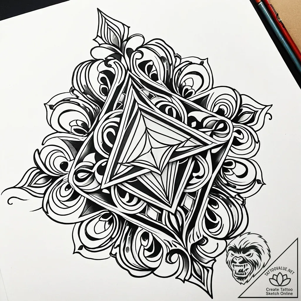 Prism refracting spectral light, tattoo drawi... - style Jaeger Simple - tattoo sketch (13.11.2025 05:52)