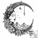 Broken moon with jagged edge, artistic tattoo… – style Jaeger Mini – tattoo sketch (13.11.2025 05:55)