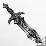 Ancient blade glowing with hidden runes, tatt… – style Flux Inscriptions – tattoo sketch (13.11.2025 06:01)