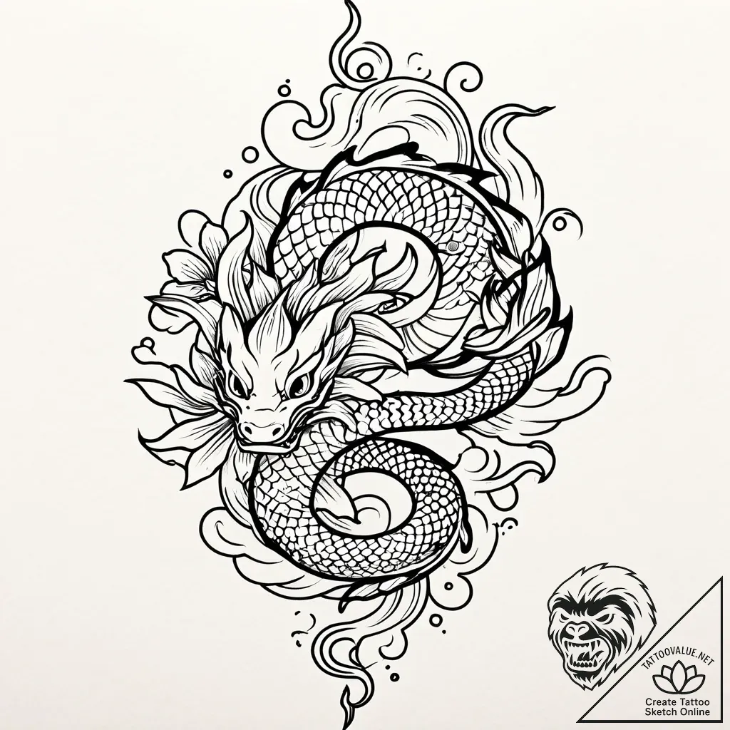 Candle flame forming serpent, tattoo flash sh... - style Jaeger Mini - tattoo sketch (13.11.2025 06:19)