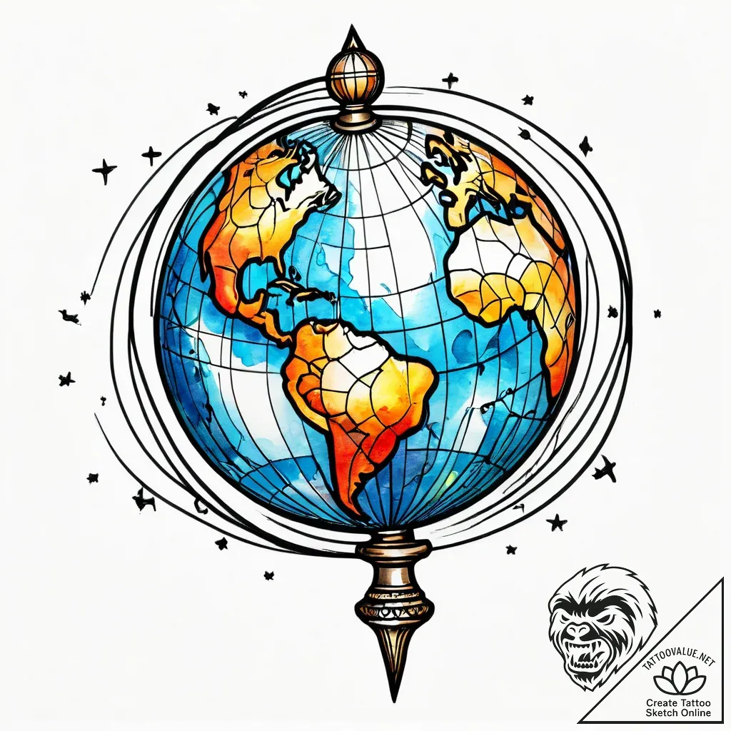 Atlas holding the globe, artistic tattoo sket... - style Jagger Old - tattoo sketch (13.11.2025 06:46)