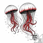 Jellyfish, watercolour style, trailing tentac… – style Jaeger Mini – tattoo sketch (13.11.2025 06:55)