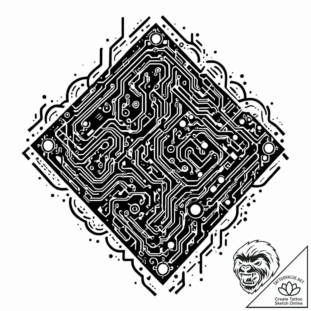 Tat tattoo sketch, flowing binary code formin... - style Jaeger Mini - tattoo sketch (13.11.2025 07:07)