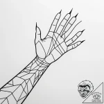 Grasping hands rising from mist, tattoo line… – style Jaeger Simple – tattoo sketch (13.11.2025 07:16)