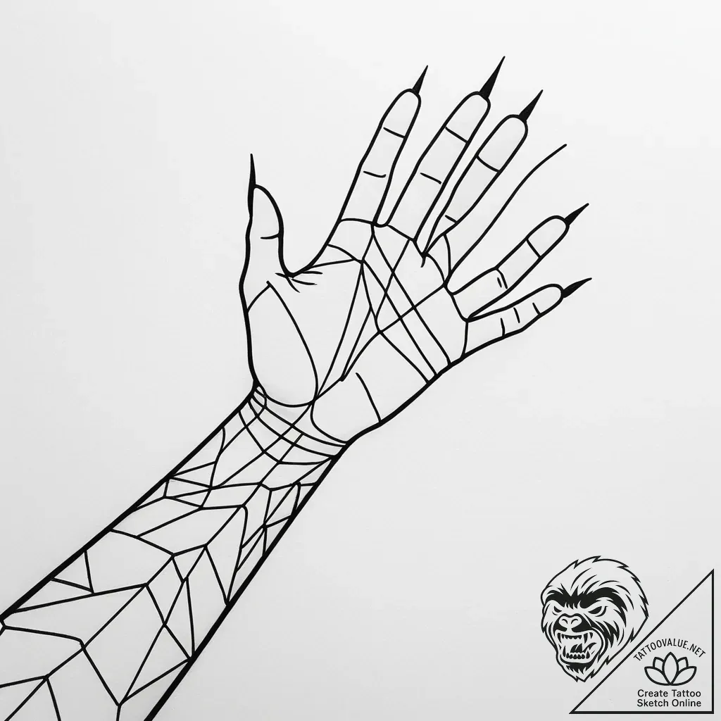Grasping hands rising from mist, tattoo line... - style Jaeger Simple - tattoo sketch (13.11.2025 07:16)