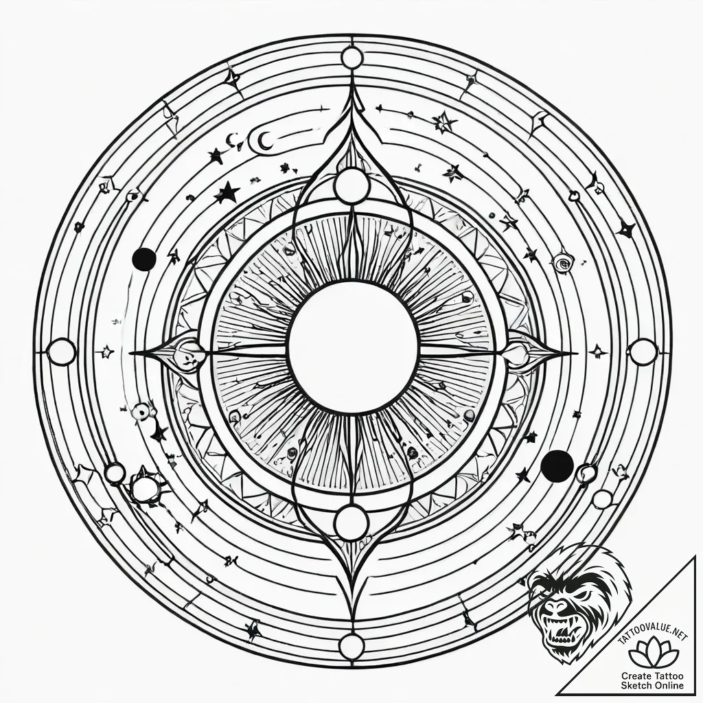 A minimalist solar system, tattoo line art, b... - style Jagger Old - tattoo sketch (13.11.2025 07:22)