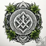 Rune-etched stone beneath moss, tattoo line a… – style Jaeger Simple – tattoo sketch (13.11.2025 07:40)