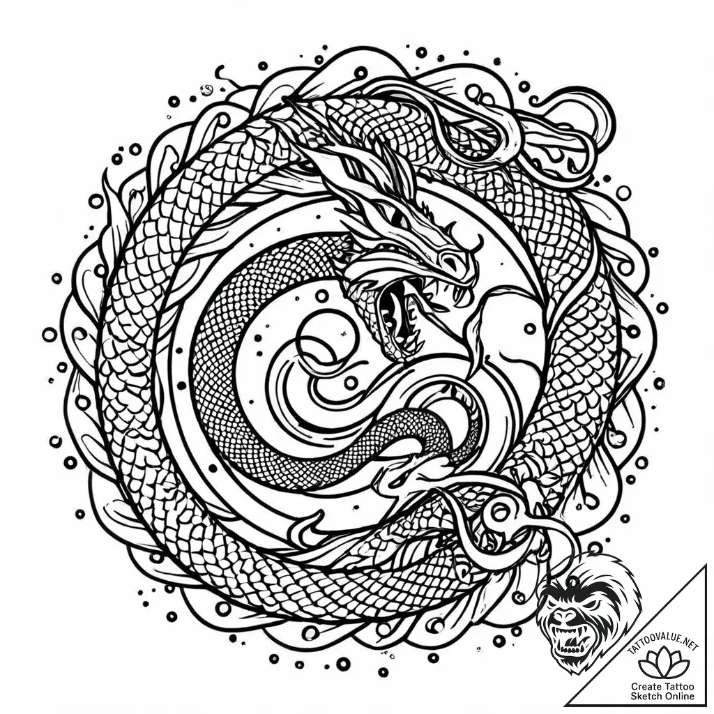 Opal serpent slithering through frost, tattoo... - style Jaeger Mini - tattoo sketch (13.11.2025 07:43)