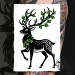 Spectral stag crowned with ivy, tattoo sketch… – style Flux Inscriptions – tattoo sketch (13.11.2025 07:49)