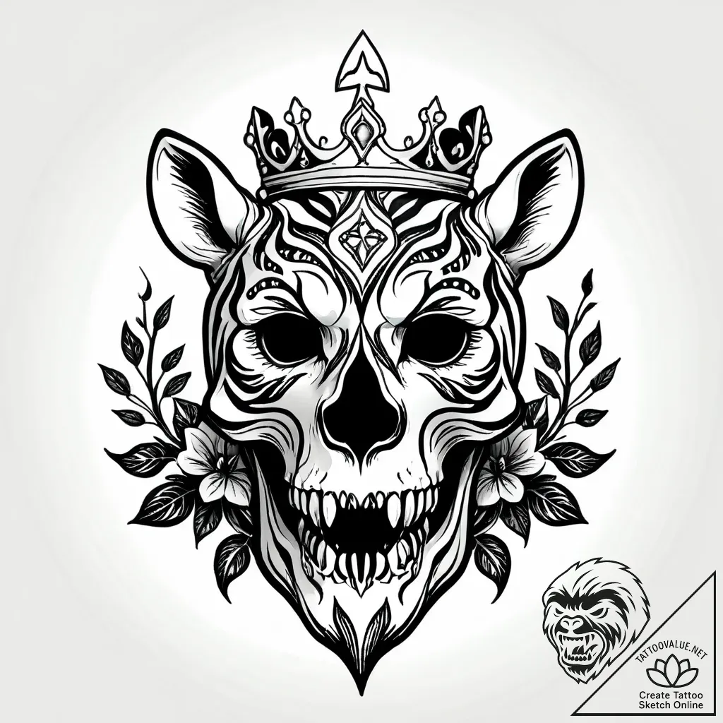 Zebra skull crowned with ivy, tattoo flash sh... - style Jagger Old - tattoo sketch (13.11.2025 07:58)