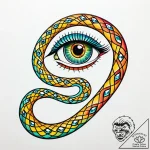 Amber serpent with jeweled eyes, ink illustra… – style Jaeger Simple – tattoo sketch (13.11.2025 08:03)