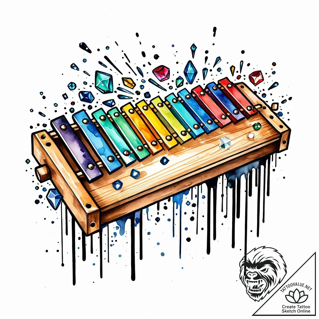 Xylophone with keys made of different colored... - style Jaeger Mini - tattoo sketch (13.11.2025 08:19)