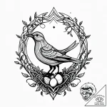 A whimsical bird in a nest with eggs, nurturi… – style Jagger Old – tattoo sketch (13.11.2025 08:22)