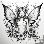 Tat tattoo sketch, delicate fairy with transl… – style Jaeger Simple – tattoo sketch (13.11.2025 08:36)