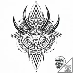 Trident piercing ancient seal, tattoo drawing… – style Jaeger Mini – tattoo sketch (13.11.2025 08:40)