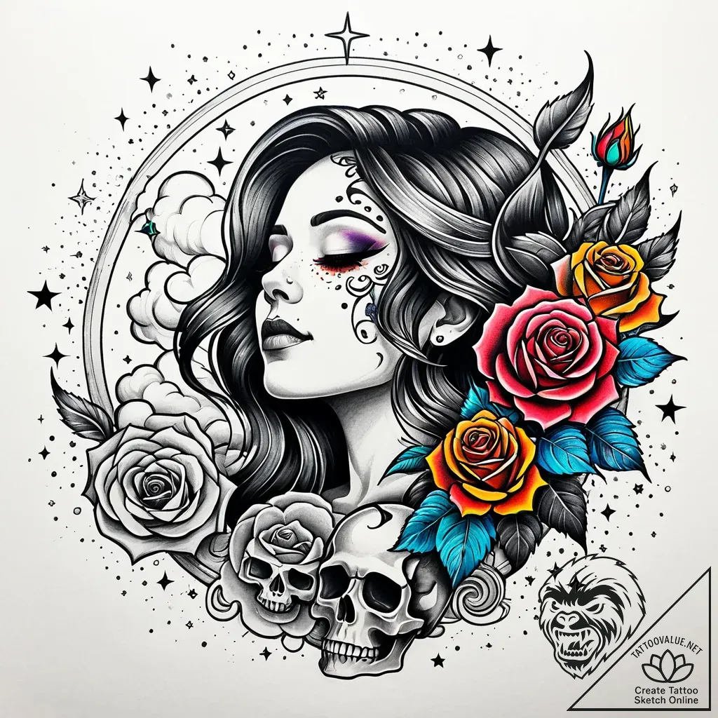 Tat tattoo sketch, dreamerвђ™s silhouette flo... - style Jaeger Simple - tattoo sketch (13.11.2025 09:15)