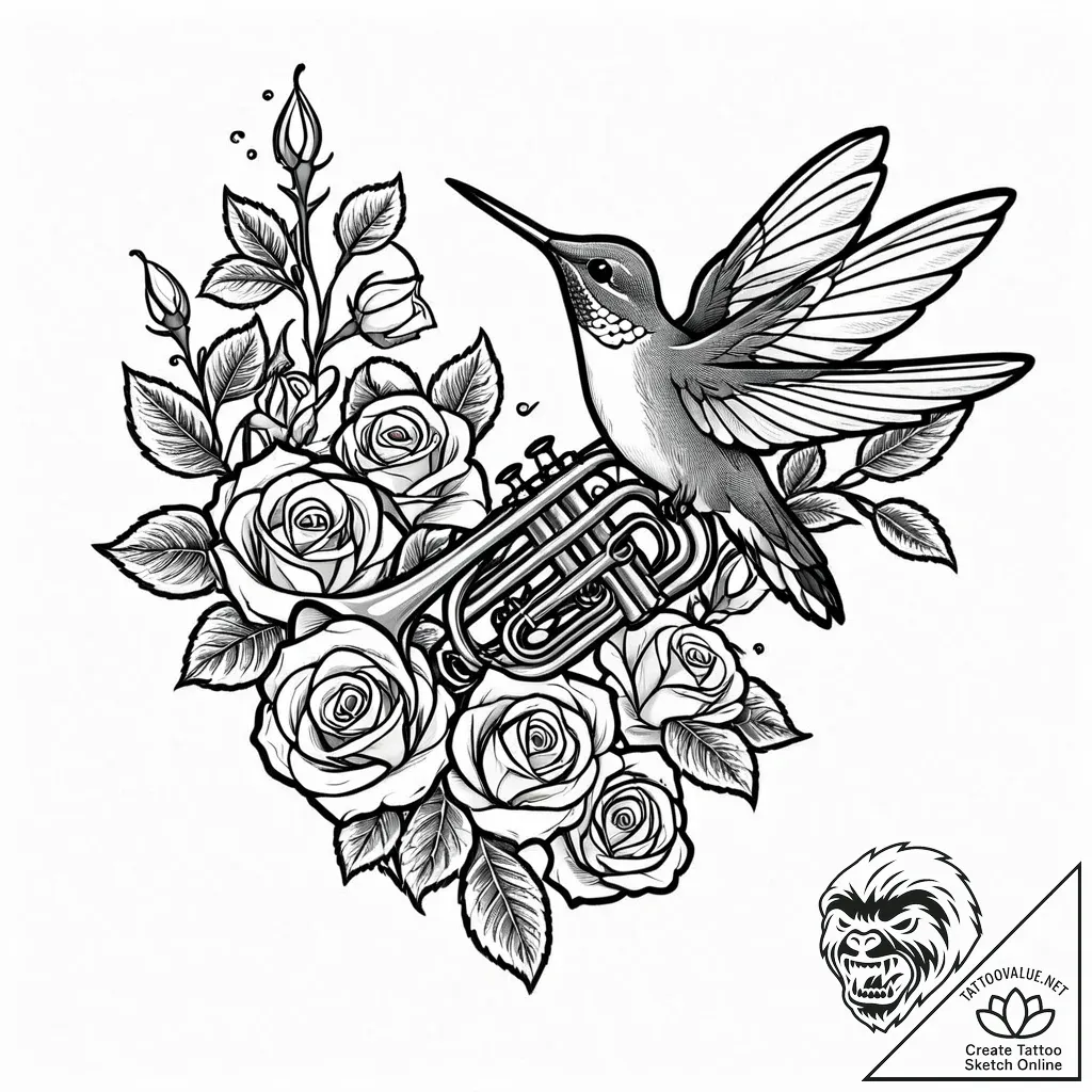 Tat tattoo sketch, hummingbird mid-flight nea... - style Jaeger Mini - tattoo sketch (13.11.2025 09:19)