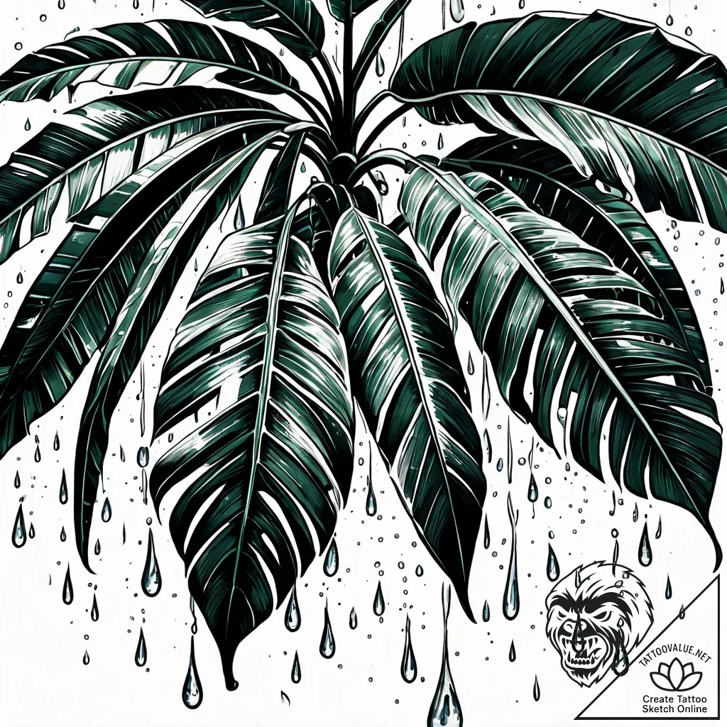 Tat tattoo sketch, shiny banana leaves with w... - style Jaeger Simple - tattoo sketch (13.11.2025 09:40)