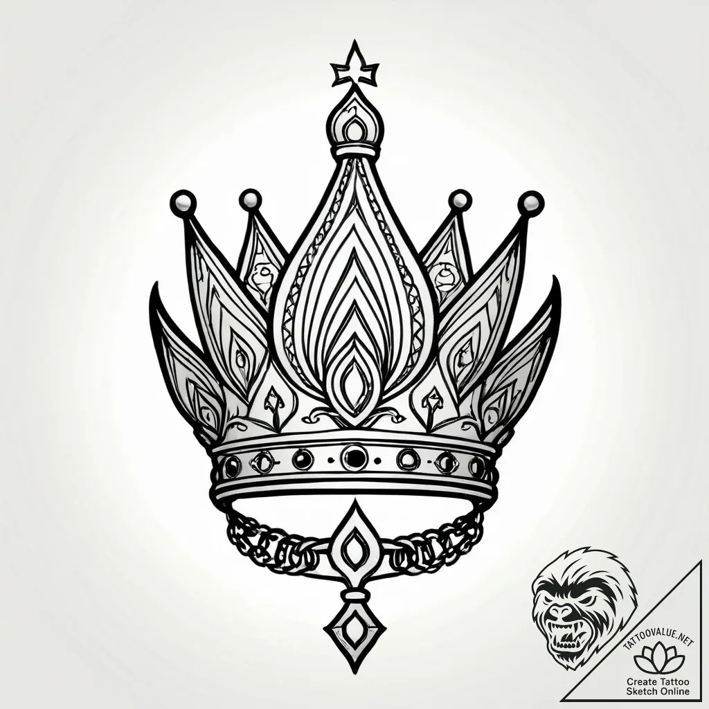 Chain-bound crown levitating, tattoo drawing... - style Jagger Old - tattoo sketch (13.11.2025 09:46)