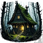 Baba yaga’s hut on chicken legs – style Jaeger Mini – tattoo sketch (13.11.2025 09:56)