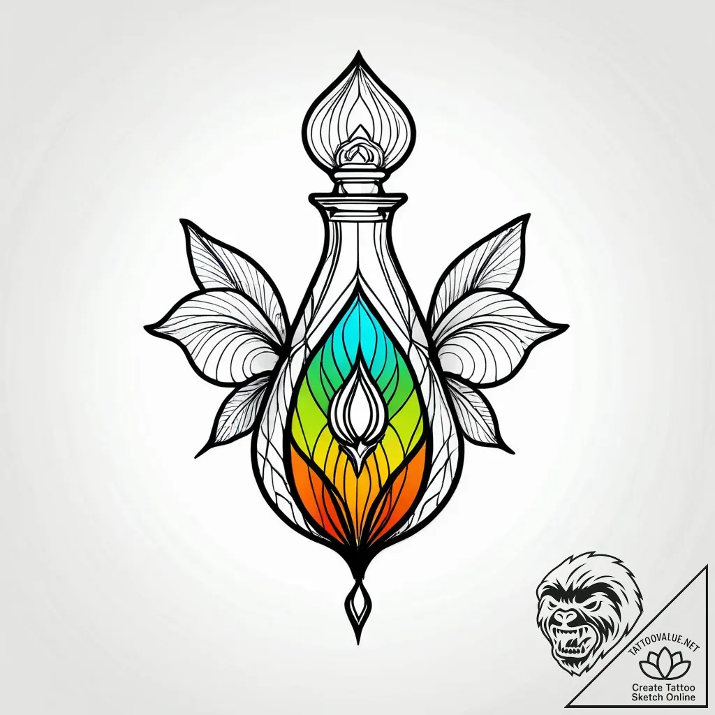 Orchid perfume bottle cracked open, tattoo sk... - style Jagger Old - tattoo sketch (13.11.2025 10:01)