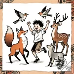 Tat tattoo sketch, the boy dancing with anima… – style Flux Inscriptions – tattoo sketch (13.11.2025 10:07)