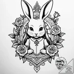 The white rabbit from alice in wonderland, ta… – style Jaeger Simple – tattoo sketch (13.11.2025 10:11)