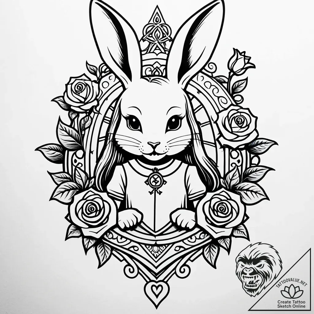The white rabbit from alice in wonderland, ta... - style Jaeger Simple - tattoo sketch (13.11.2025 10:11)