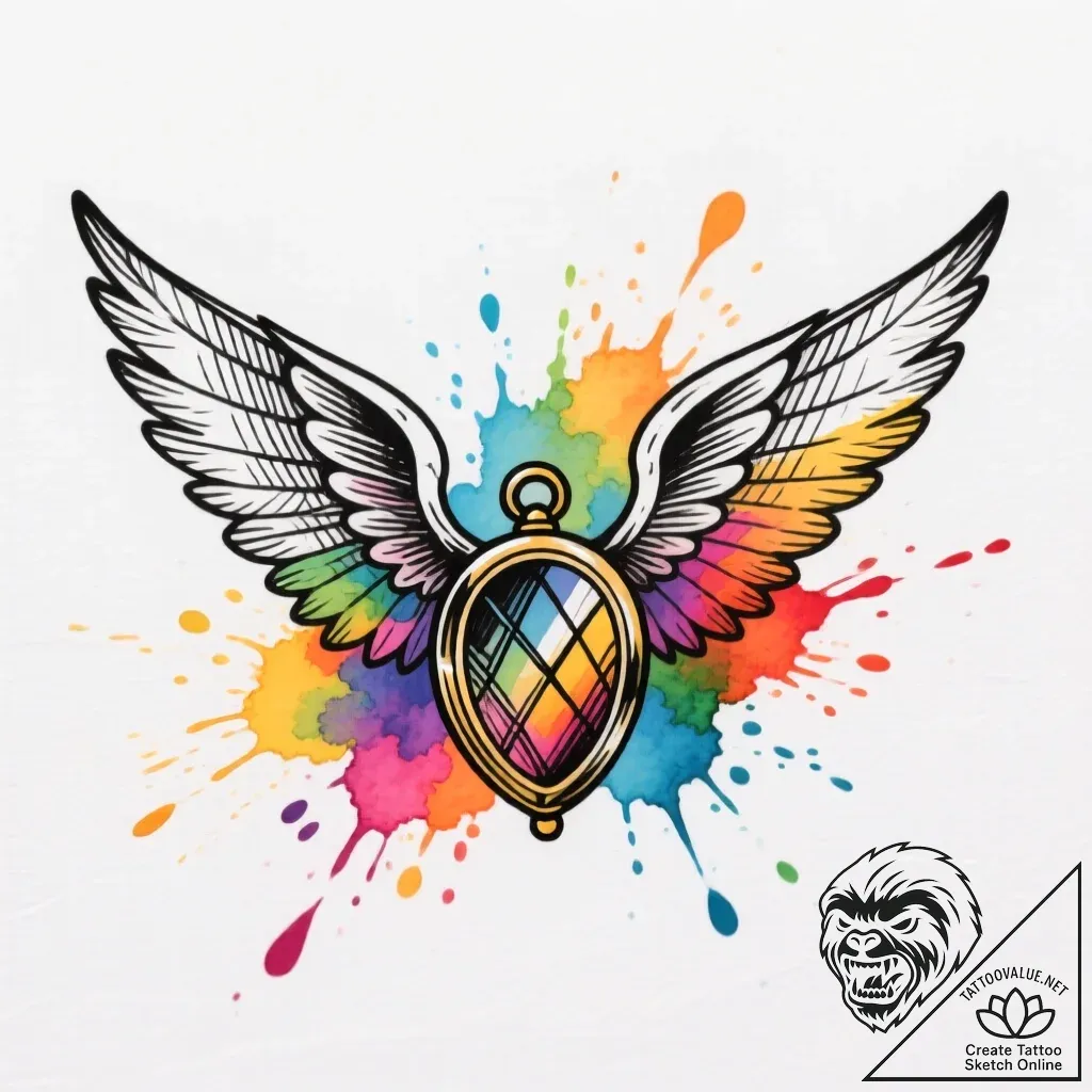 Winged locket, ready to fly away, tattoo flas... - style Flux Inscriptions - tattoo sketch (13.11.2025 10:47)