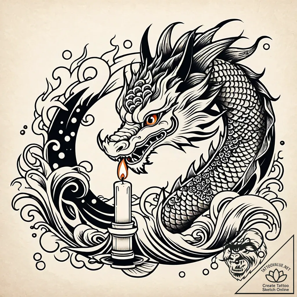 Candle burning at both ends, symbolizing a li... - style Jaeger Simple - tattoo sketch (13.11.2025 10:52)