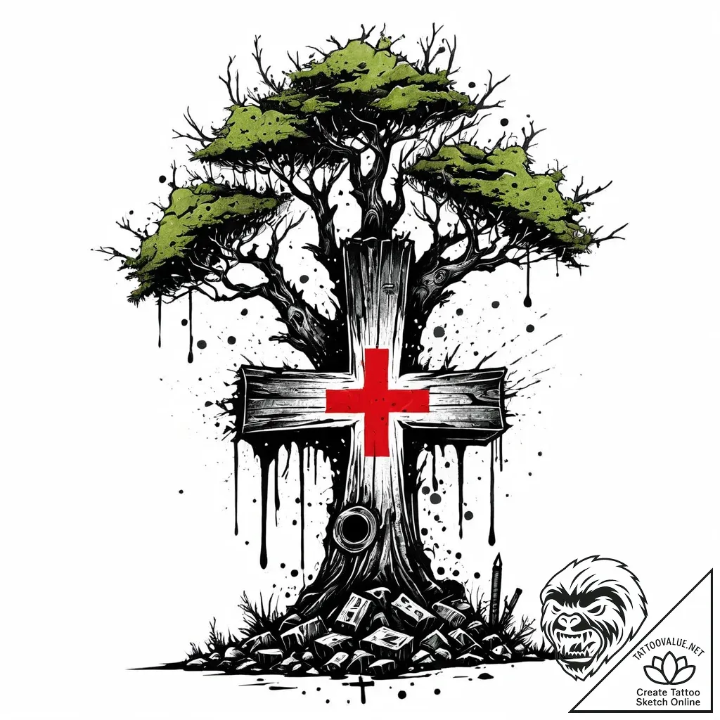 Walking tree (ent) with mossy bark, ink illus... - style Jaeger Mini - tattoo sketch (13.11.2025 11:17)