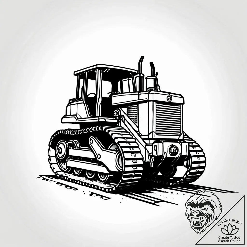 A powerful bulldozer track, heavy,, tattoo li... - style Jagger Old - tattoo sketch (13.11.2025 11:22)
