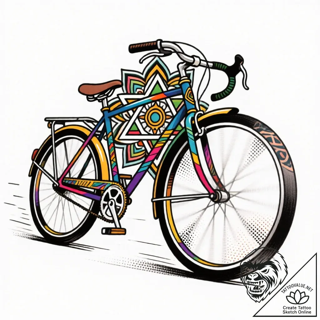 A classic bicycle wheel, movement,, tattoo li... - style Flux Inscriptions - tattoo sketch (13.11.2025 11:27)
