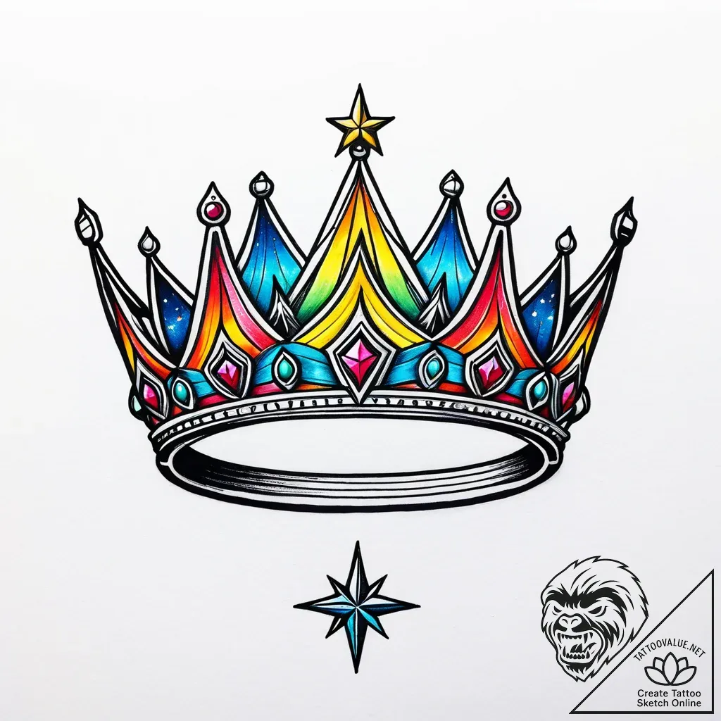 Engraved crown forged in starlight, tattoo dr... - style Jaeger Simple - tattoo sketch (13.11.2025 11:32)