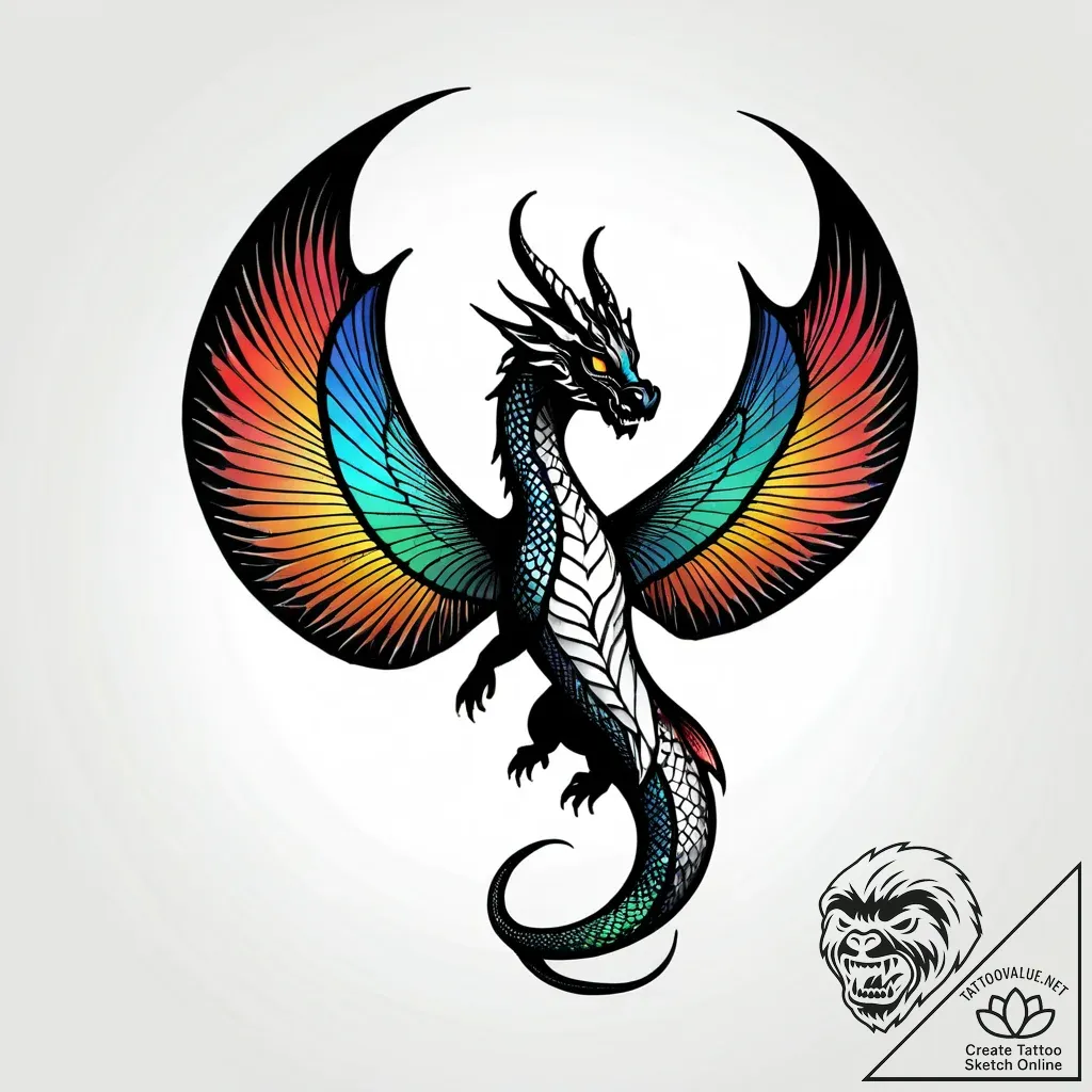 Horned wings devouring starlight, ink illustr... - style Jagger Old - tattoo sketch (13.11.2025 11:42)