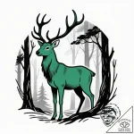 Emerald stag in spectral forest, artistic tat… – style Flux Inscriptions – tattoo sketch (13.11.2025 11:47)