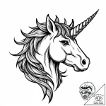 Unicorn whose horn is a twisted, iridescent d… – style Jaeger Mini – tattoo sketch (13.11.2025 12:17)