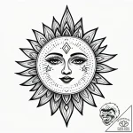 Sun and moon, concept art for tattoo, bold ou… – style Jagger Old – tattoo sketch (13.11.2025 12:22)