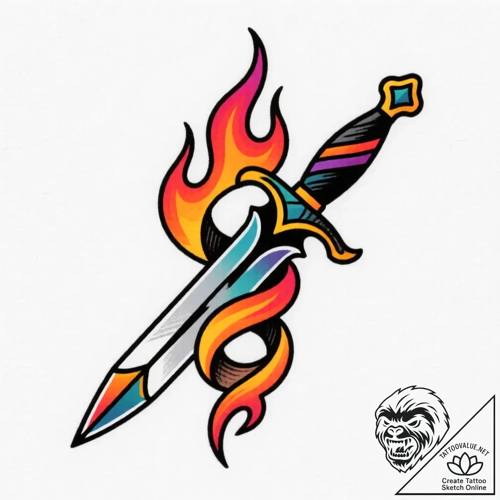 Dagger forming spiral flame, concept art for... - style Flux Inscriptions - tattoo sketch (13.11.2025 12:47)