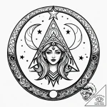 Hecate’s triple goddess symbol (waxing, full,… – style Jagger Old – tattoo sketch (13.11.2025 13:02)