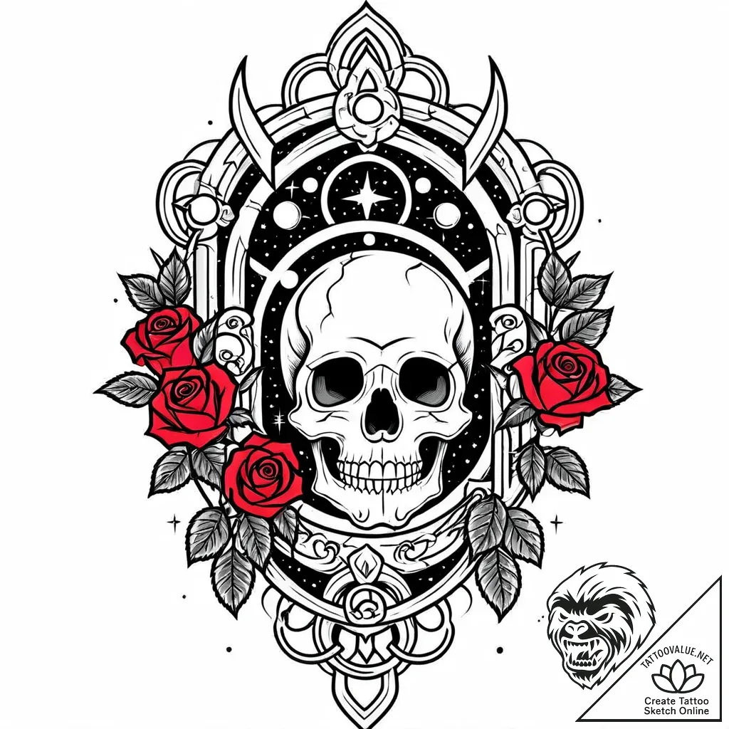 Hollow relic beneath celestial gate, tattoo d... - style Jaeger Mini - tattoo sketch (13.11.2025 13:17)