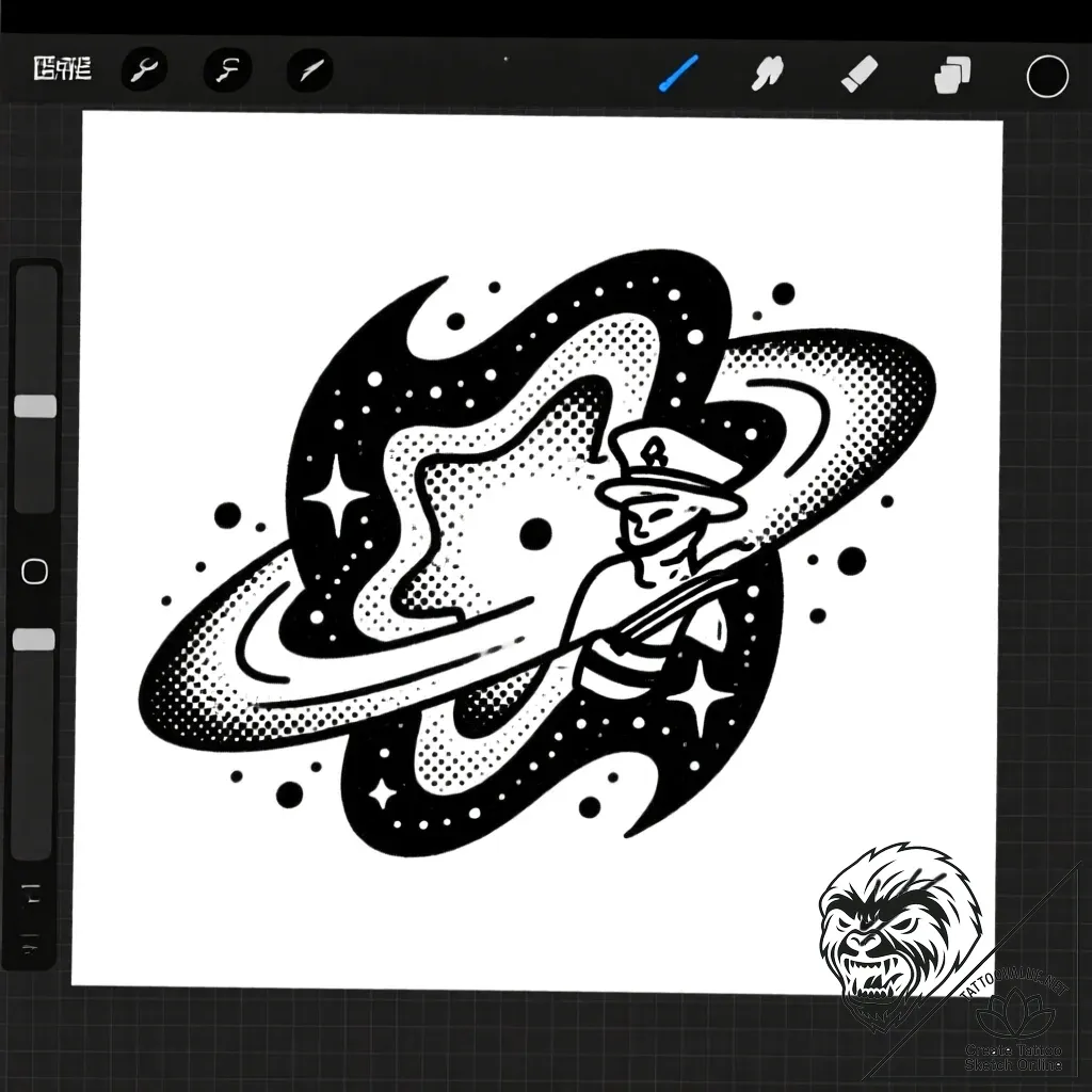 Nebula, artistic tattoo sketch, minimalist ap... - style Flux Inscriptions - tattoo sketch (13.11.2025 13:27)