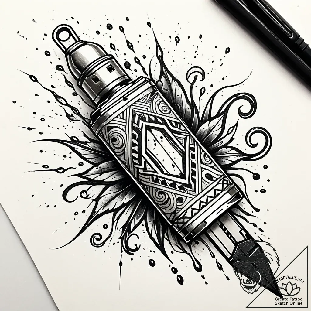 Corrupted usb stick leaking a dark, inky subs... - style Jaeger Simple - tattoo sketch (13.11.2025 13:32)